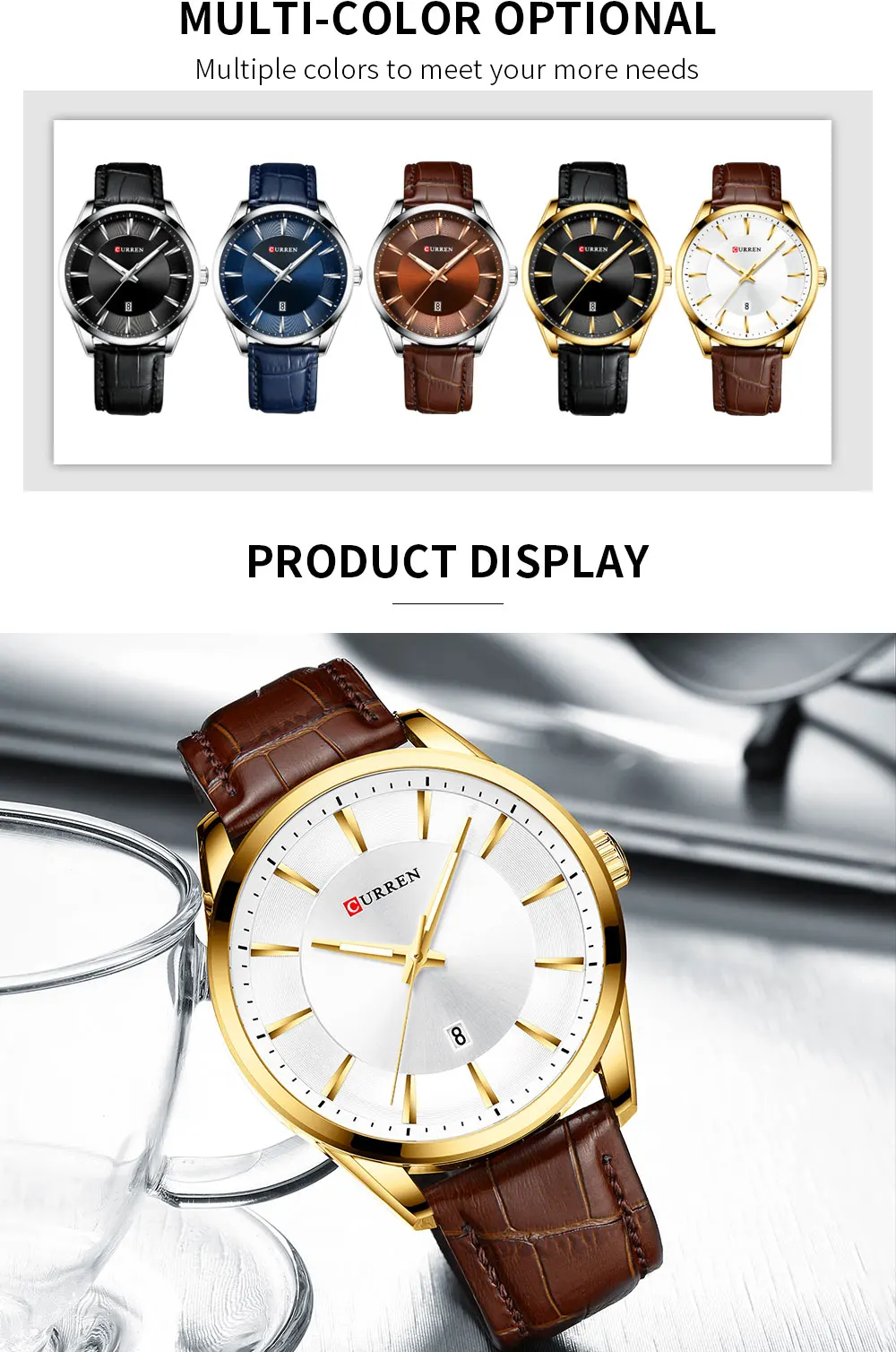 CURREN Original Brand Leather Straps Wrist Watch For Men With Brand (Box & Bag)-8365